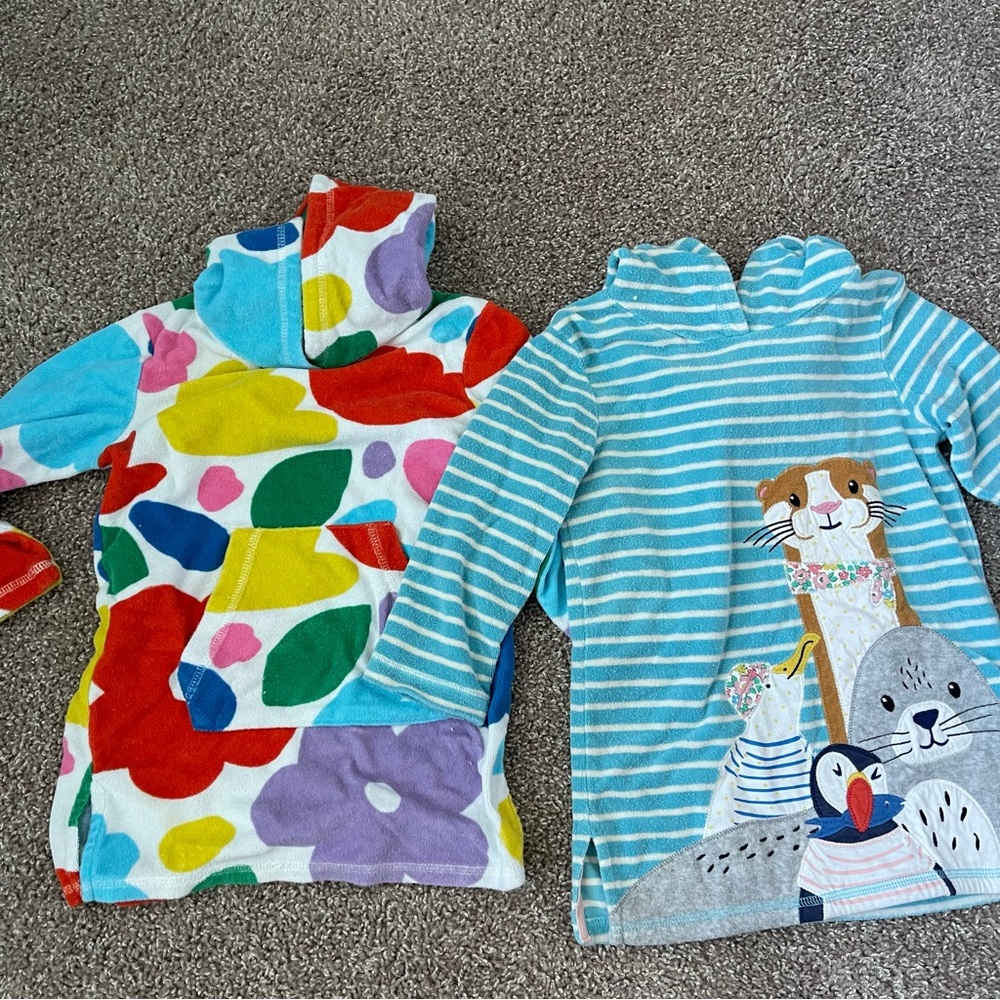 Swim hoodie & terry coverups, good condition.